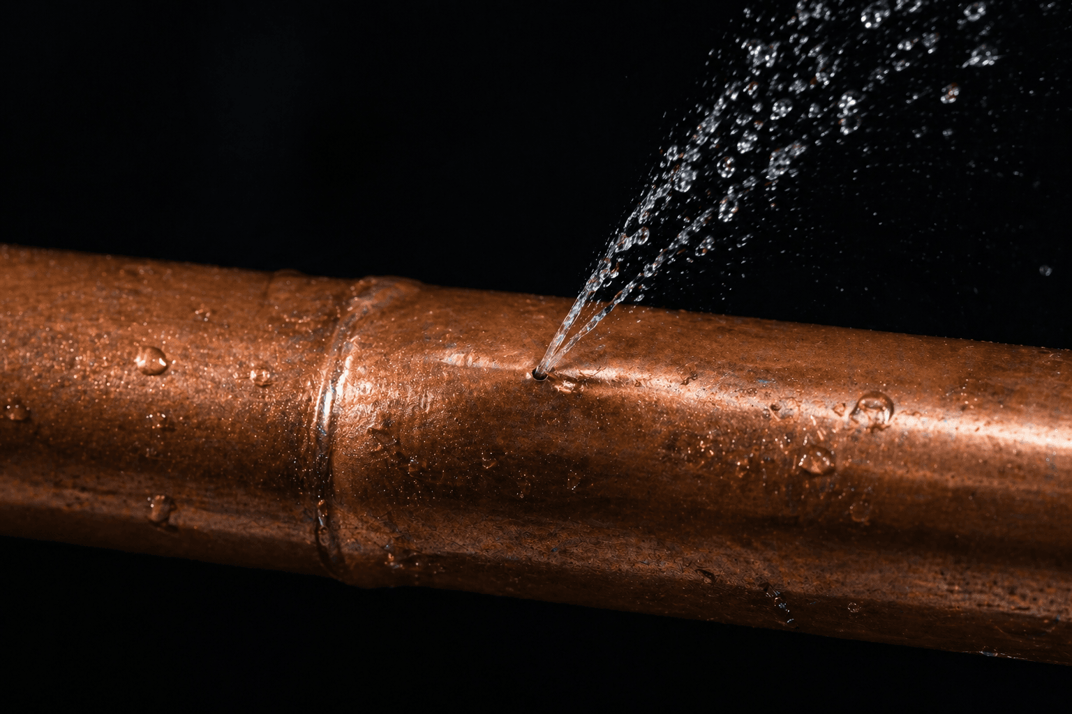 Corroded copper pipe leaking at a joint in an older Honolulu home — when to call a 24/7 emergency plumber