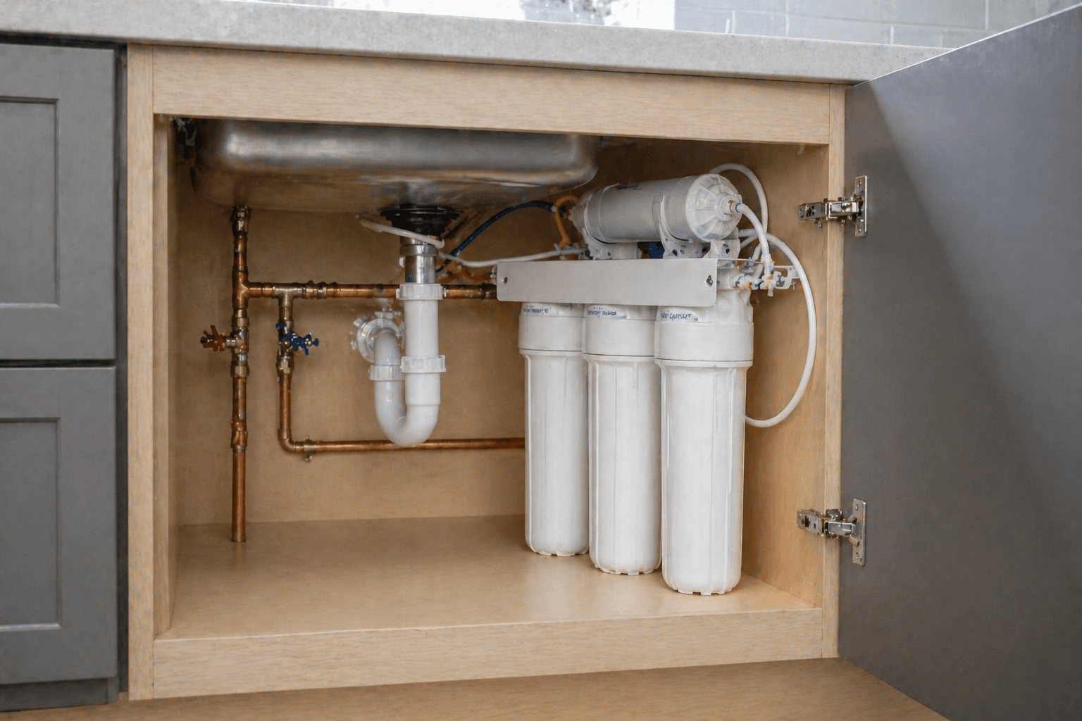 Under-sink water filtration system installed on Oahu
